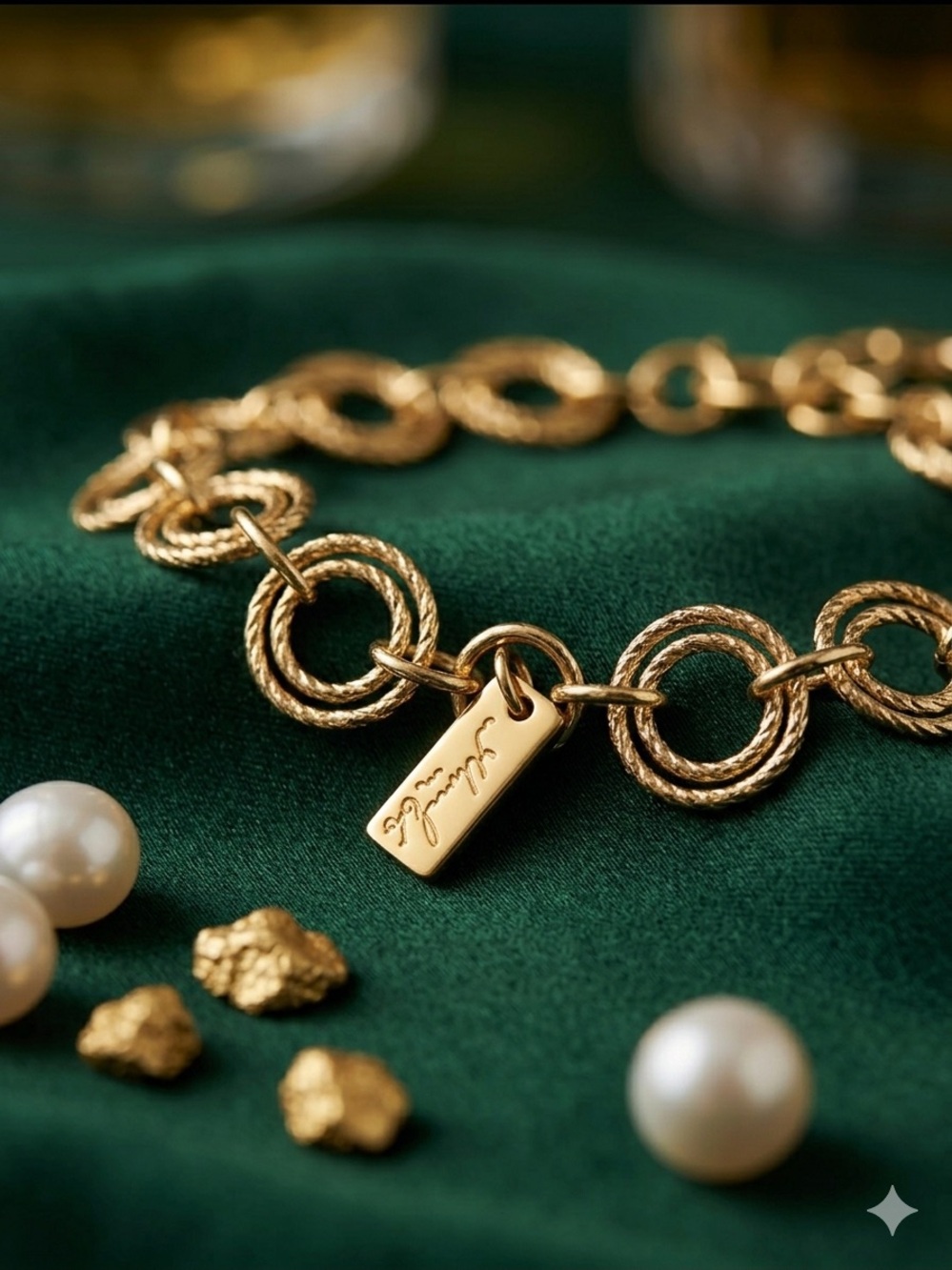 14k Gold - Filled Link Bracelet with Signature Tag -